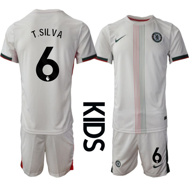 Youth 2025-2026 Club Chelsea away white #6 Soccer Jersey->youth soccer jersey->Youth Jersey